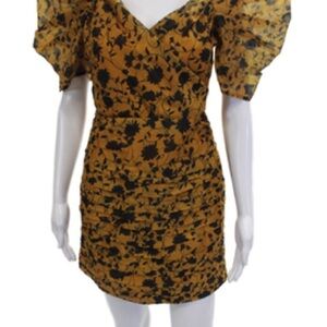 C/MEO Collective Mustard and Black Floral Mini Dress